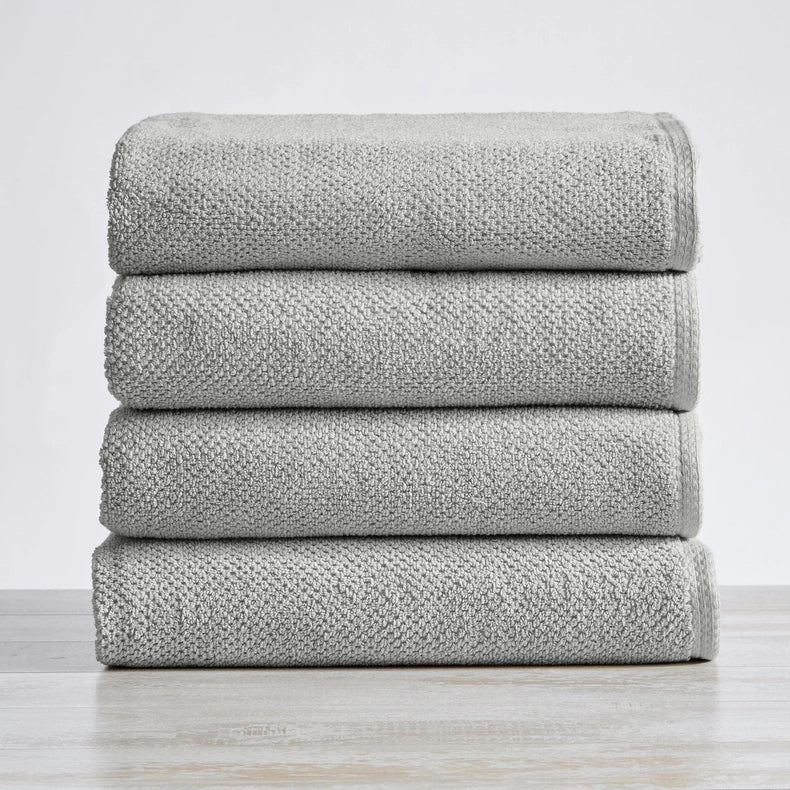 4 Pack Cotton Textured Bath Towels - Acacia Collection-Towel-BH Collective-Silver Cloud-Urbanheer