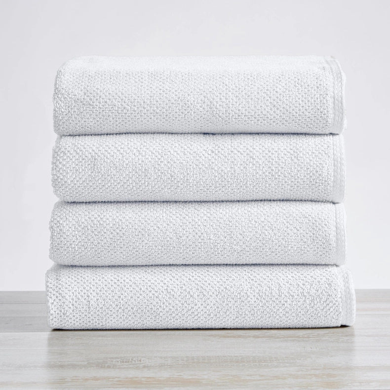 4 Pack Cotton Textured Bath Towels - Acacia Collection-Towel-BH Collective-Silver Cloud-Urbanheer