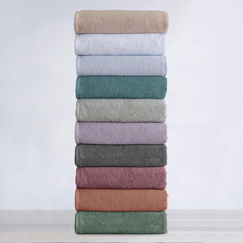 4 Pack Cotton Textured Bath Towels - Acacia Collection-Towel-BH Collective-Silver Cloud-Urbanheer