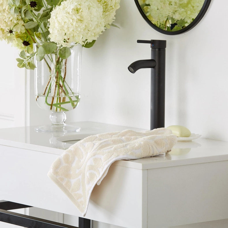 4 Pack Jacquard Hand Towels - Cassie Collection-Towel-BH Collective-White / Tan-Urbanheer