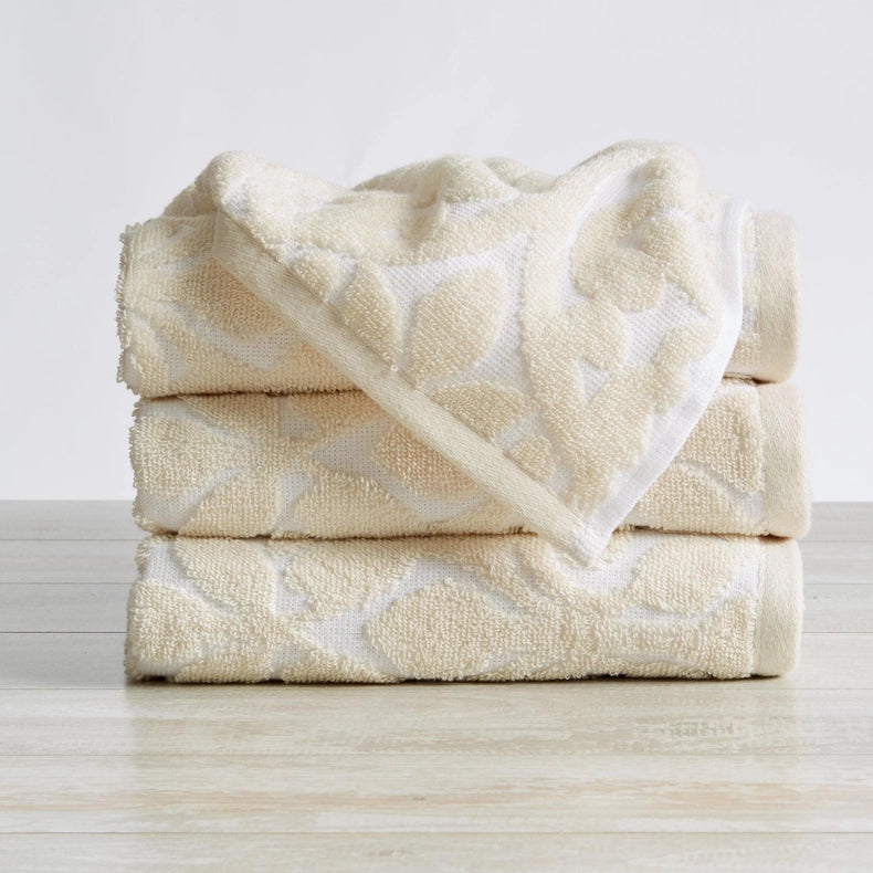 4 Pack Jacquard Hand Towels - Cassie Collection-Towel-BH Collective-White / Tan-Urbanheer