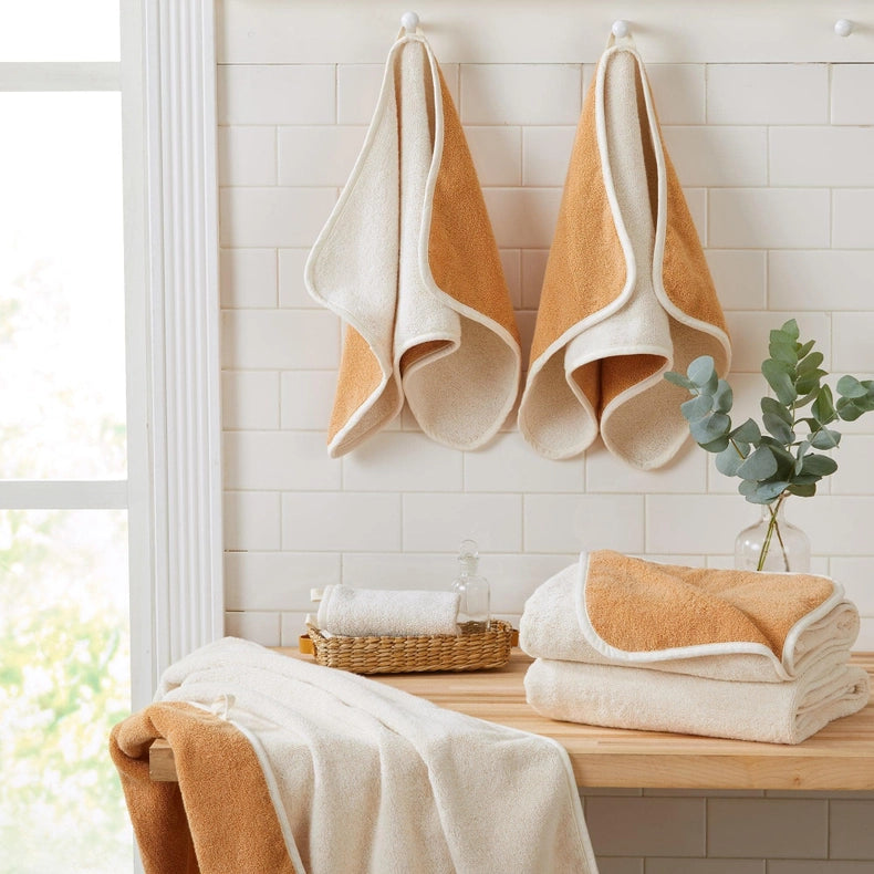 4 Pack Two-Toned Hand Towel - Vanessa Collection Ivory / Ochre-Towel-BH Collective-Ivory / Ochre-Urbanheer