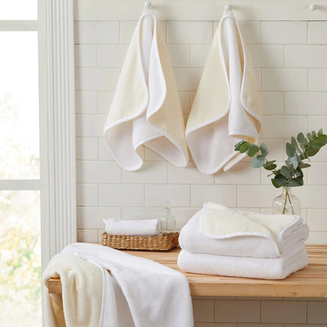 4 Pack Two-Toned Hand Towel - Vanessa Collection White / Ivory