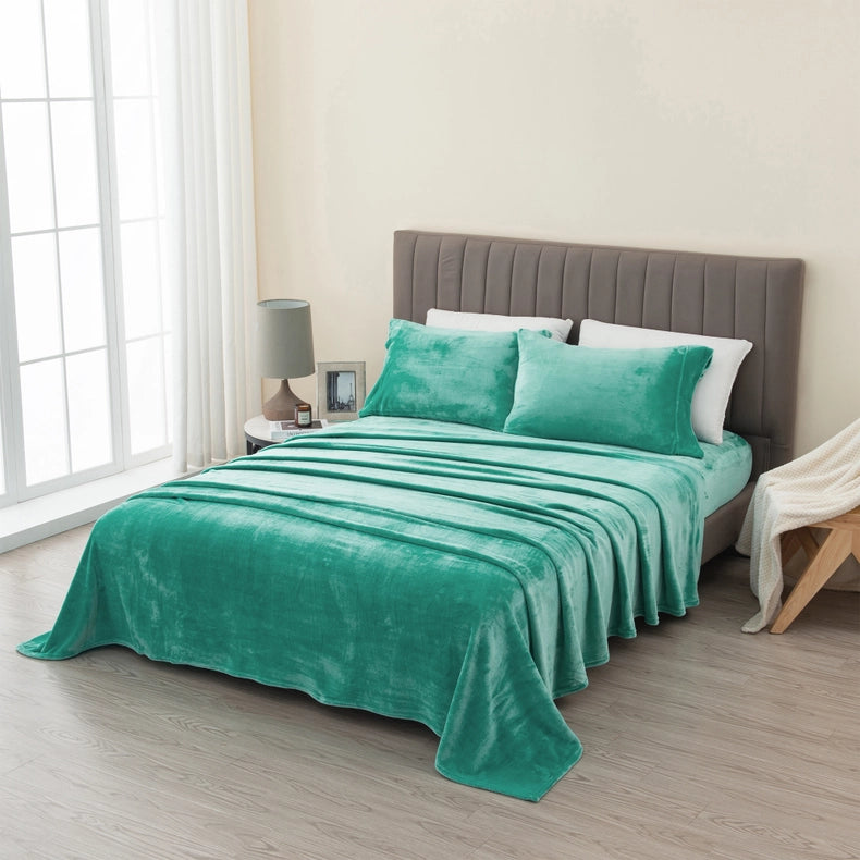 4-Piece Solid Plush Sheet - Velvet Luxe Collection Aqua-Set-Wonder Home-Queen-Urbanheer