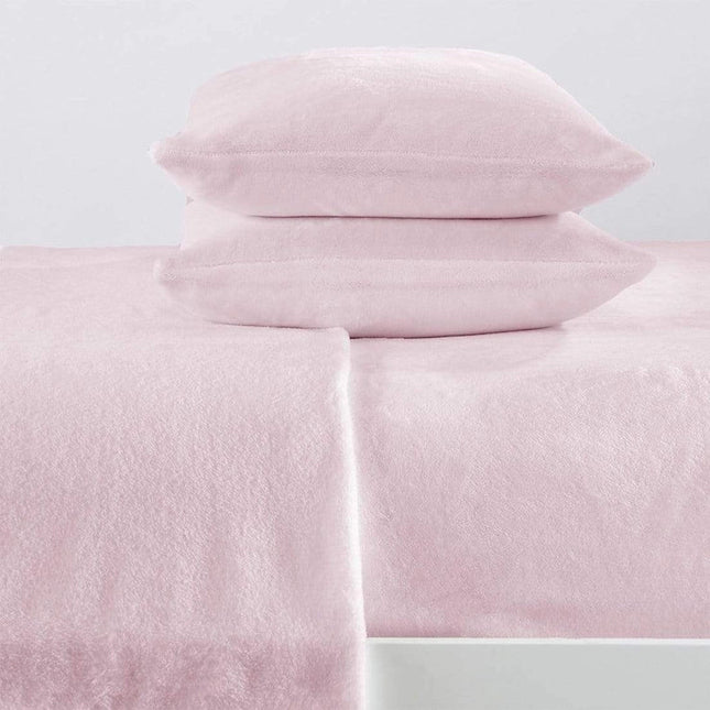 4-Piece Solid Plush Sheet - Velvet Luxe Collection Blush Pink