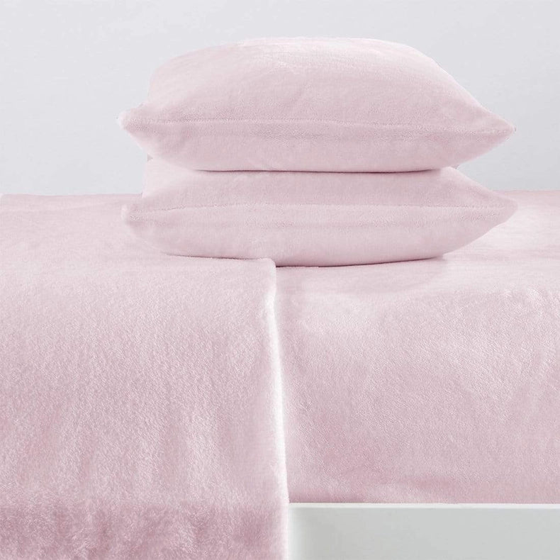 4-Piece Solid Plush Sheet - Velvet Luxe Collection Blush Pink-Set-Wonder Home-Queen-Urbanheer