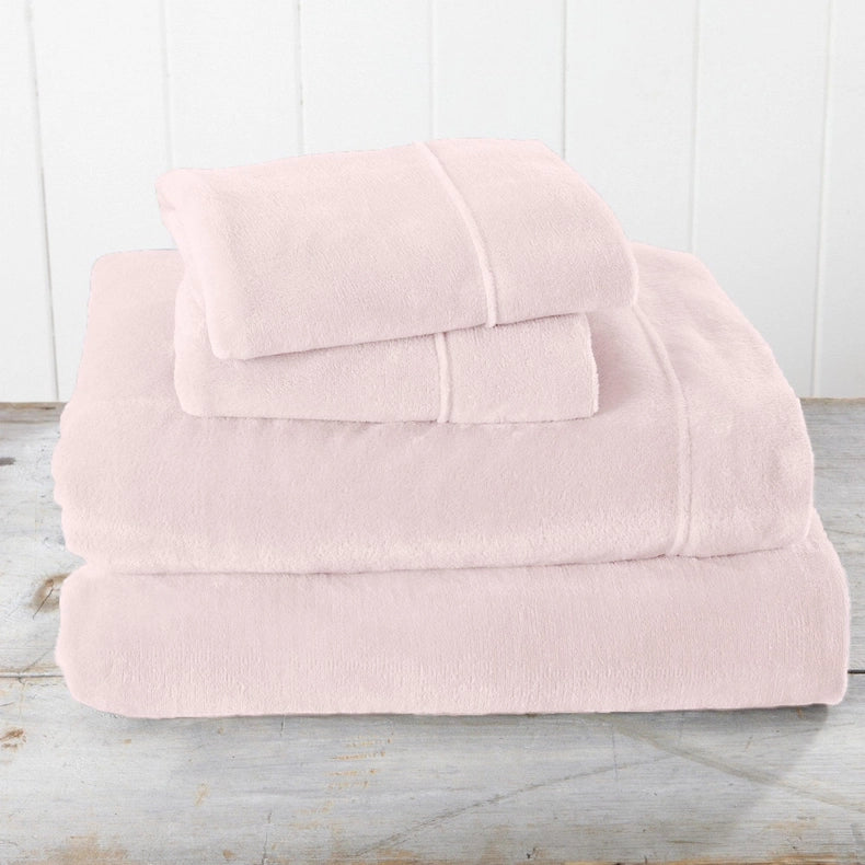 4-Piece Solid Plush Sheet - Velvet Luxe Collection Blush Pink-Set-Wonder Home-Queen-Urbanheer