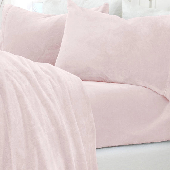 4-Piece Solid Plush Sheet - Velvet Luxe Collection Blush Pink