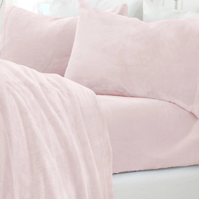 4-Piece Solid Plush Sheet - Velvet Luxe Collection Blush Pink-Set-Wonder Home-Queen-Urbanheer