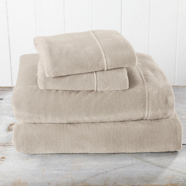 4-Piece Solid Plush Sheet - Velvet Luxe Collection Cappuccino