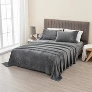 4-Piece Solid Plush Sheet - Velvet Luxe Collection Dark Grey-Set-Wonder Home-Queen-Urbanheer
