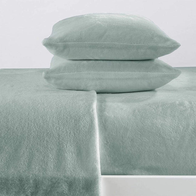 4-Piece Solid Plush Sheet - Velvet Luxe Collection Jade