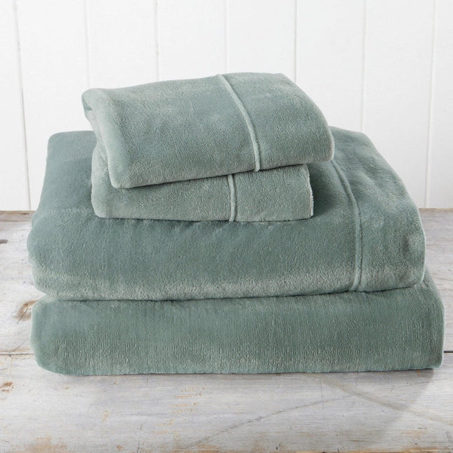 4-Piece Solid Plush Sheet - Velvet Luxe Collection Jade