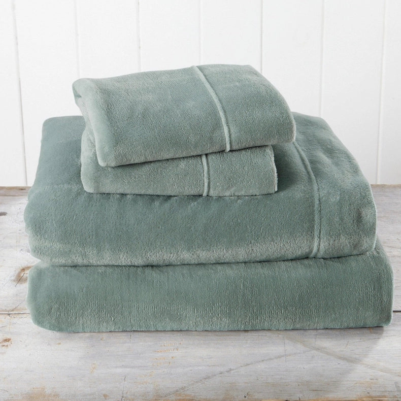 4-Piece Solid Plush Sheet - Velvet Luxe Collection Jade-Set-Wonder Home-Queen-Urbanheer