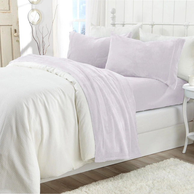 4-Piece Solid Plush Sheet - Velvet Luxe Collection Lilac