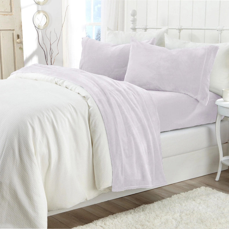 4-Piece Solid Plush Sheet - Velvet Luxe Collection Lilac-Set-Wonder Home-Queen-Urbanheer