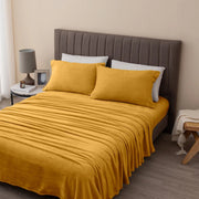 4-Piece Solid Plush Sheet - Velvet Luxe Collection Marigold-Set-Wonder Home-Queen-Urbanheer