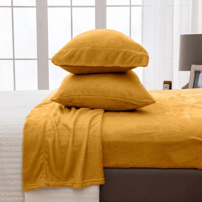4-Piece Solid Plush Sheet - Velvet Luxe Collection Marigold