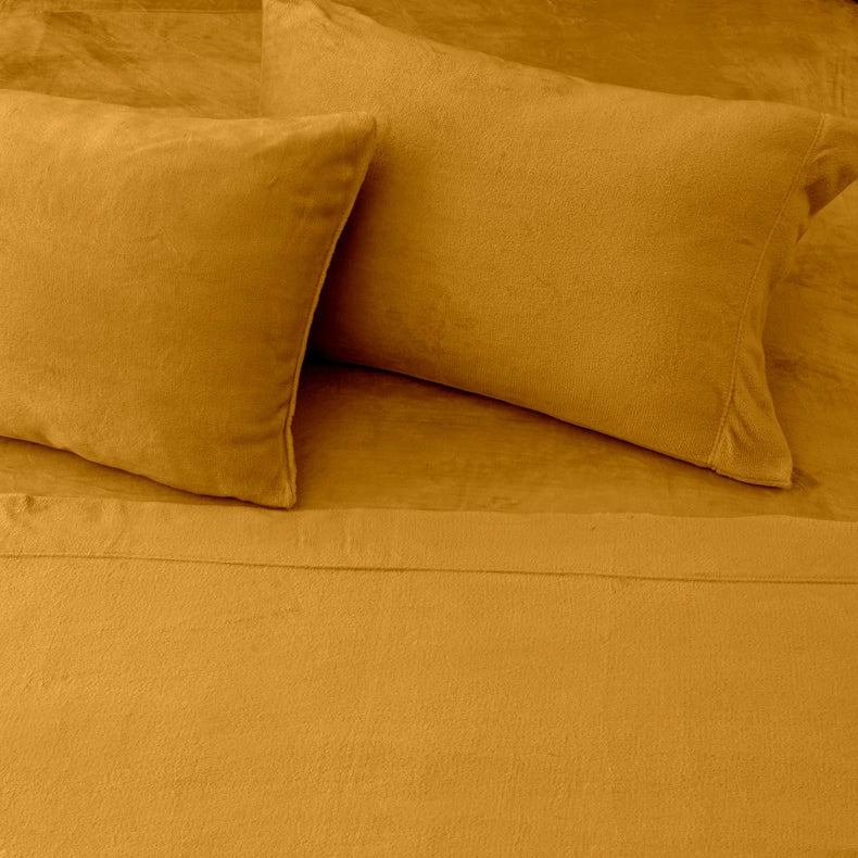 4-Piece Solid Plush Sheet - Velvet Luxe Collection Marigold-Set-Wonder Home-Queen-Urbanheer