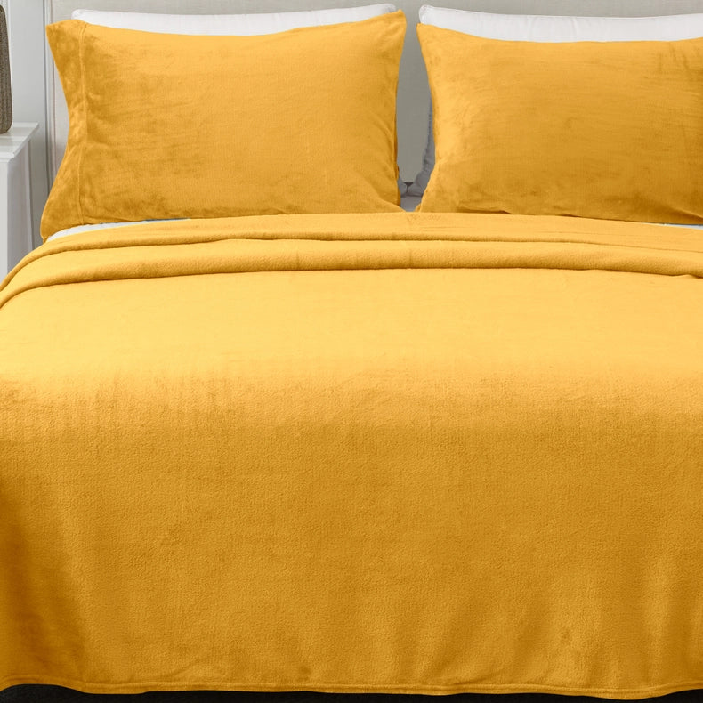 4-Piece Solid Plush Sheet - Velvet Luxe Collection Marigold-Set-Wonder Home-Queen-Urbanheer