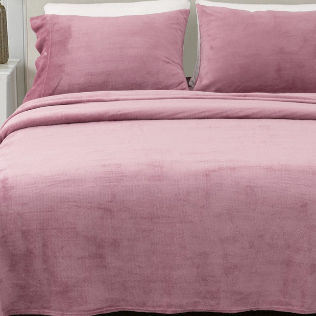 4-Piece Solid Plush Sheet - Velvet Luxe Collection Rose