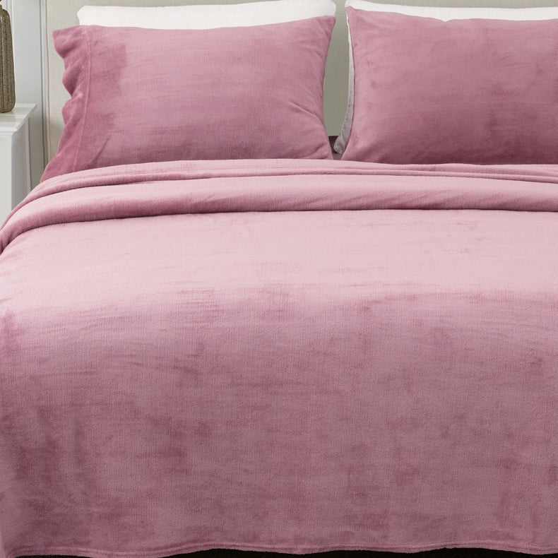 4-Piece Solid Plush Sheet - Velvet Luxe Collection Rose-Set-Wonder Home-Queen-Urbanheer