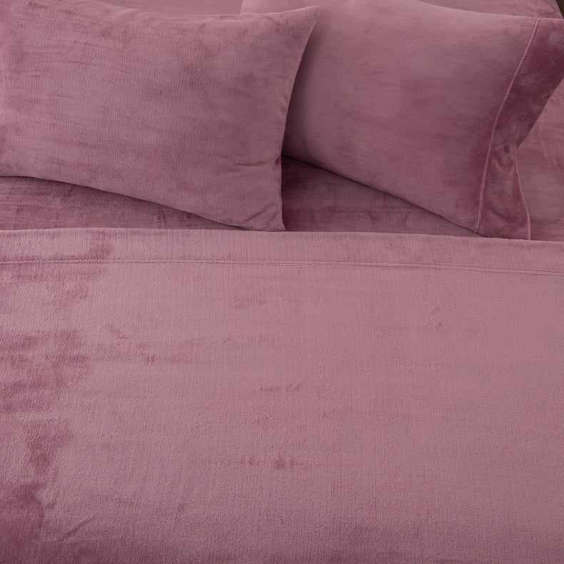 4-Piece Solid Plush Sheet - Velvet Luxe Collection Rose-Set-Wonder Home-Queen-Urbanheer
