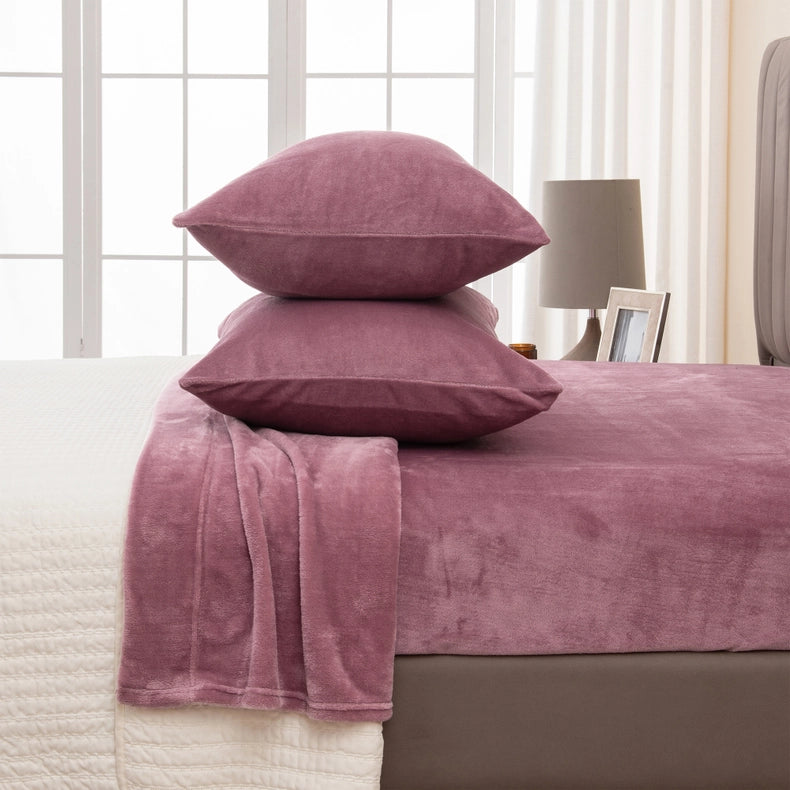 4-Piece Solid Plush Sheet - Velvet Luxe Collection Rose-Set-Wonder Home-Queen-Urbanheer