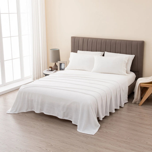 4-Piece Solid Plush Sheet - Velvet Luxe Collection White