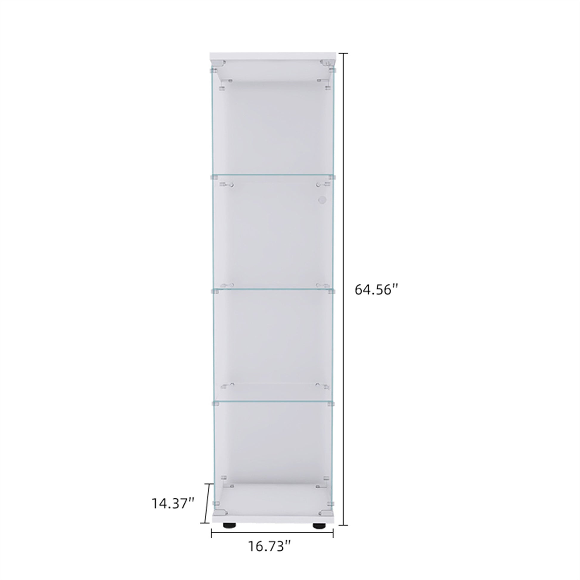 4 Shelves Glass Cabinet Glass Display Cabinet with One Door, White-UH Decor-Default-Urbanheer