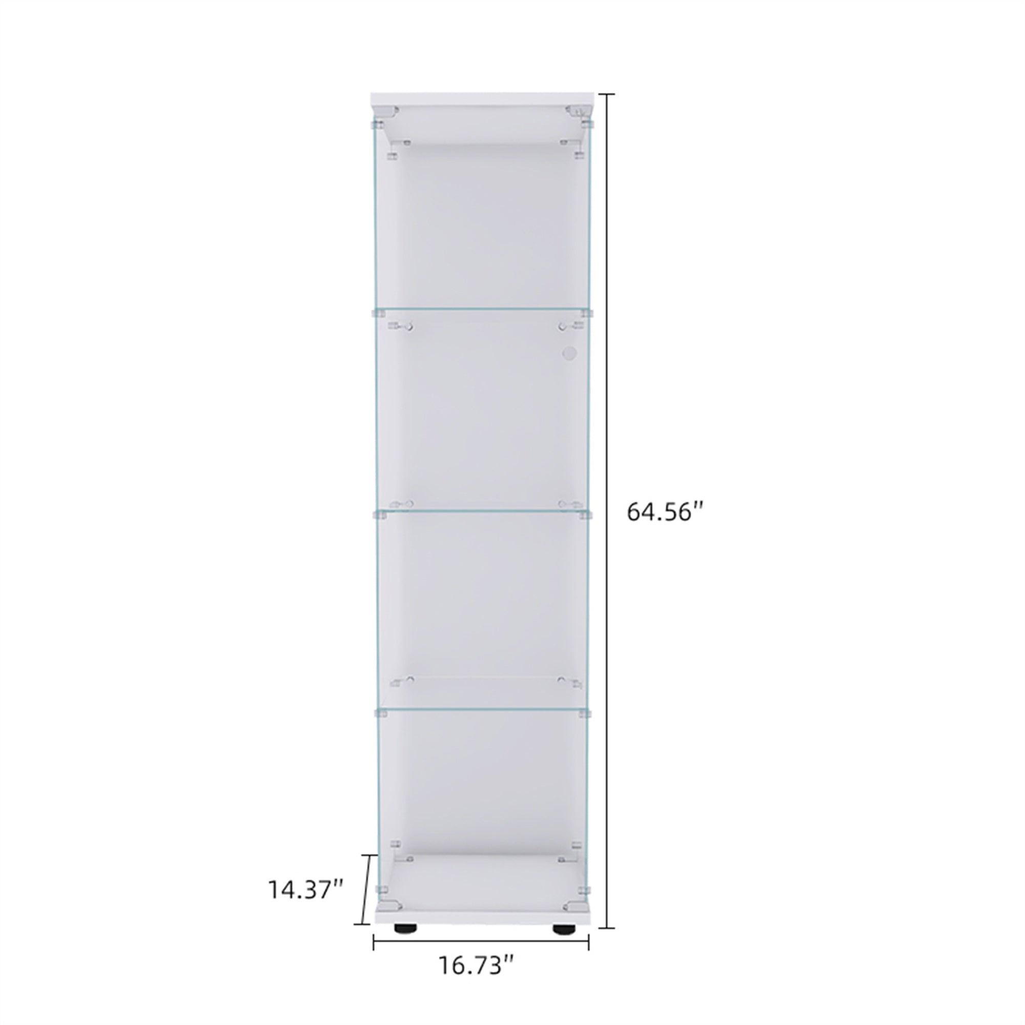4 Shelves Glass Cabinet Glass Display Cabinet with One Door, White-UH Decor-Default-Urbanheer