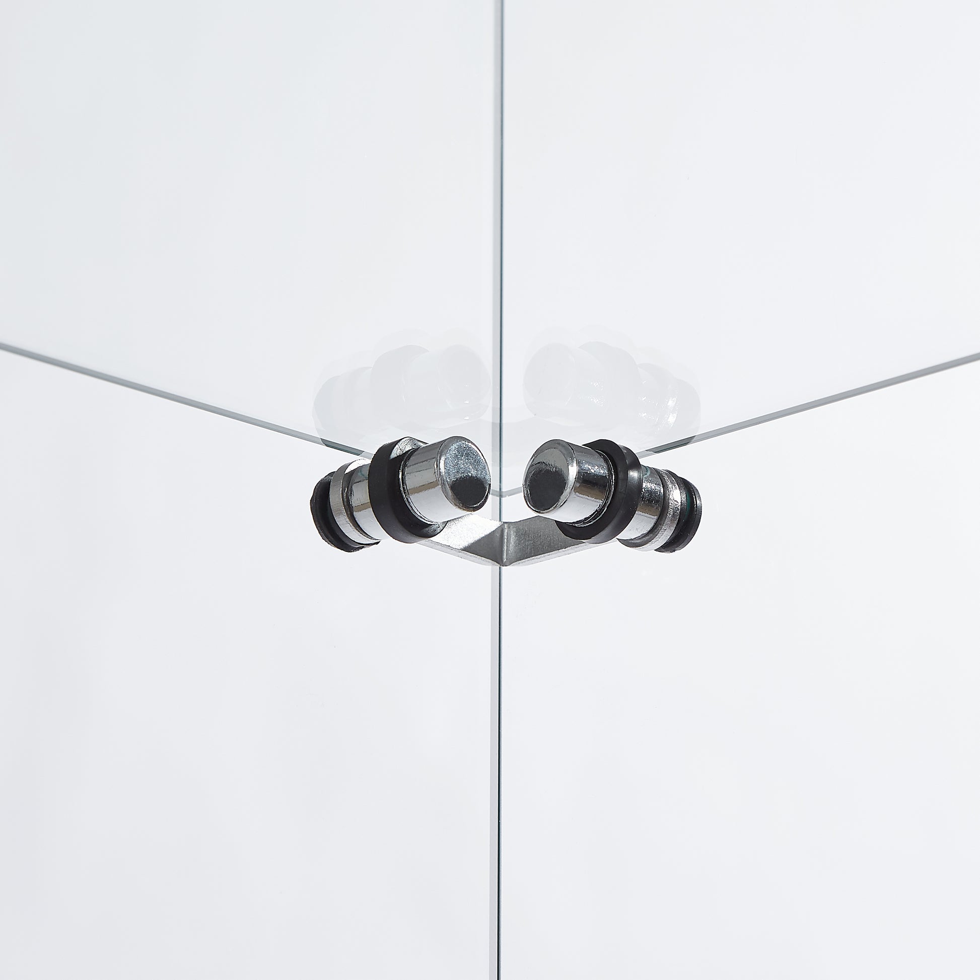 4-Tier Glass Display Cabinet, Double Door Glass Cabinet, Four Partitions, Two Locks, Floor Standing-UH Decor-Default-Urbanheer