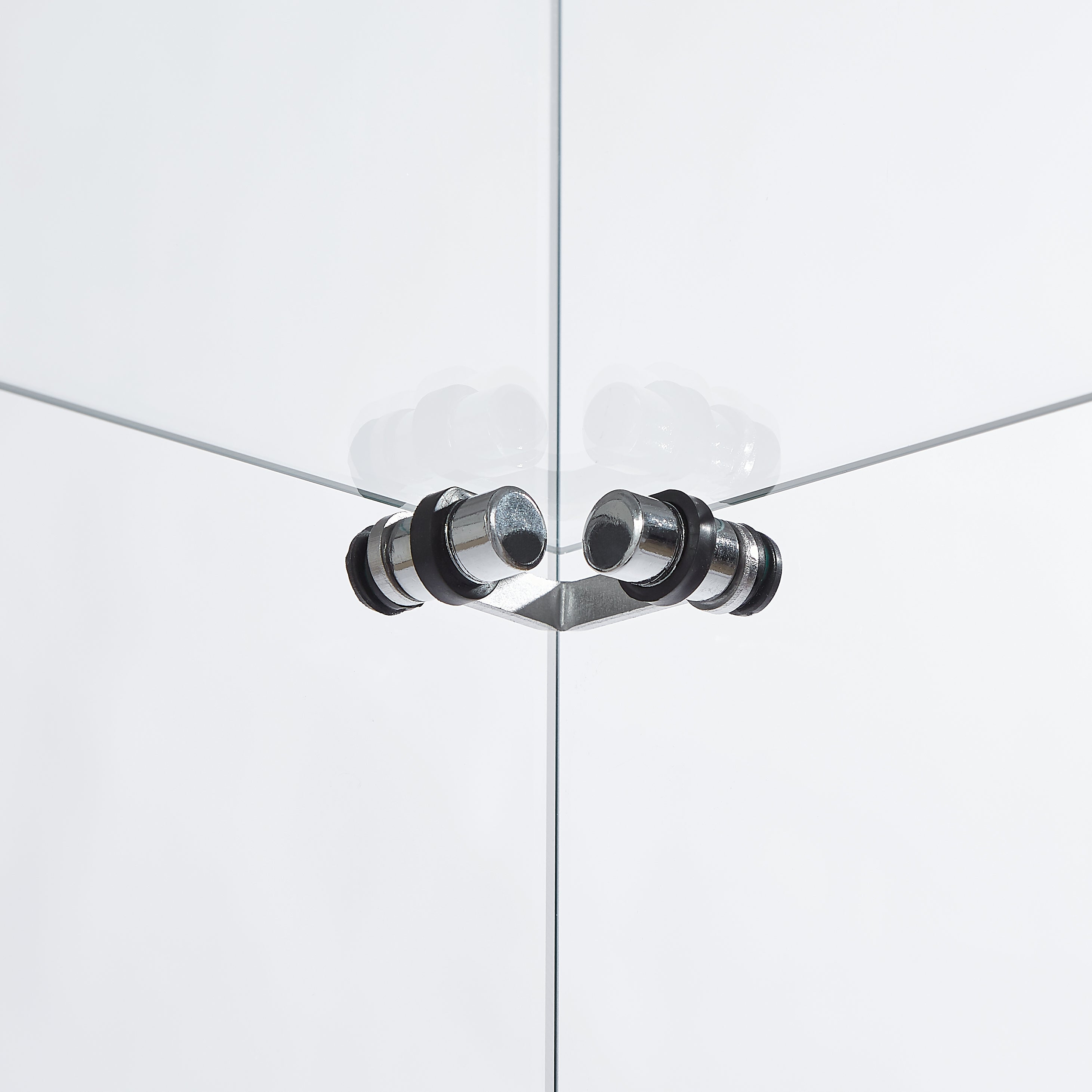 4-Tier Glass Display Cabinet, Double Door Glass Cabinet, Four Partitions, Two Locks, Floor Standing-UH Decor-Default-Urbanheer