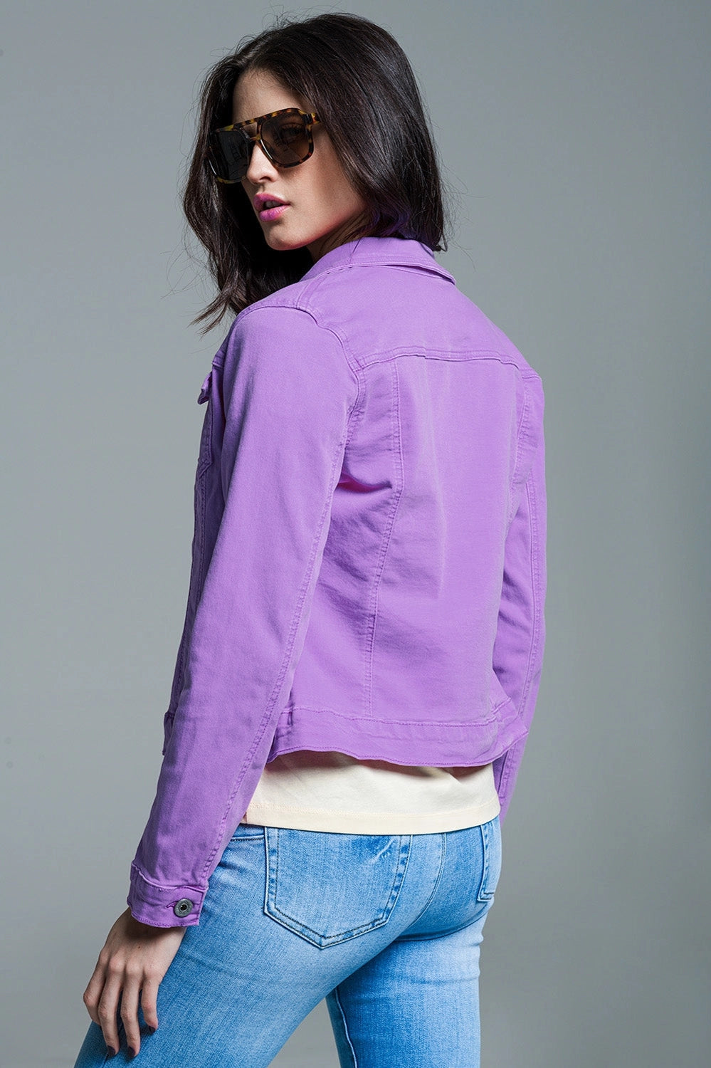 Slim Denim Trucker Jacket In Lilac-Jacket-Q2-S-Lilac-Urbanheer