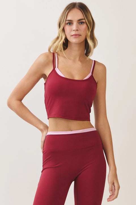 Contrast Layered Active Crop Tank