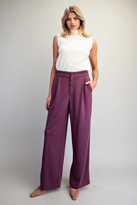 Pleated Elastic Back Waist Pants