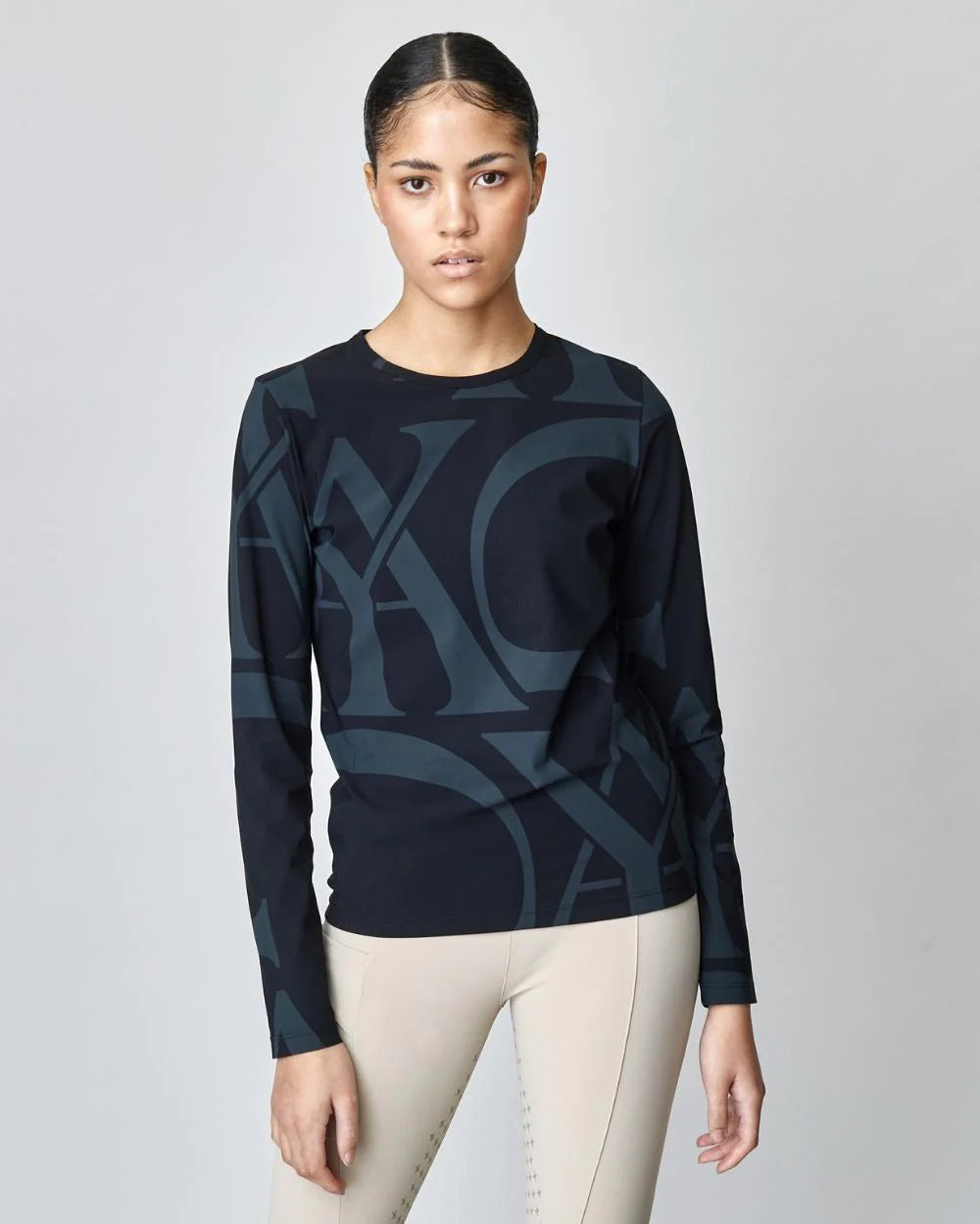 Monogram Long Sleeve Shirt Black-Shirt-Yagya-Black-XXS-Urbanheer