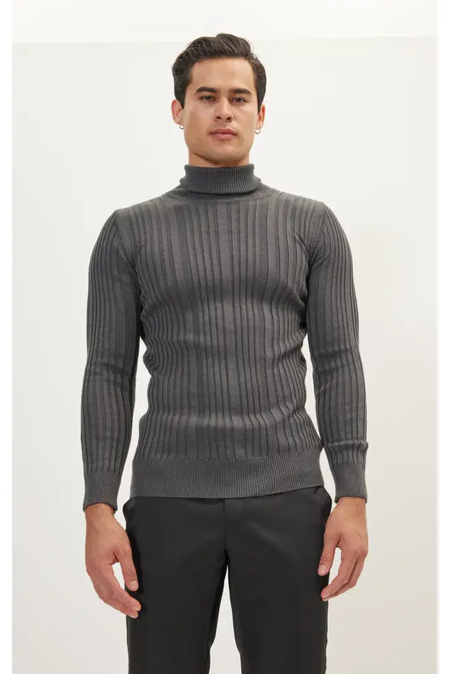 Rt Roll Neck Ribbed Sweater - Anthracite-Ron Tomson-Anthracite-S-Urbanheer