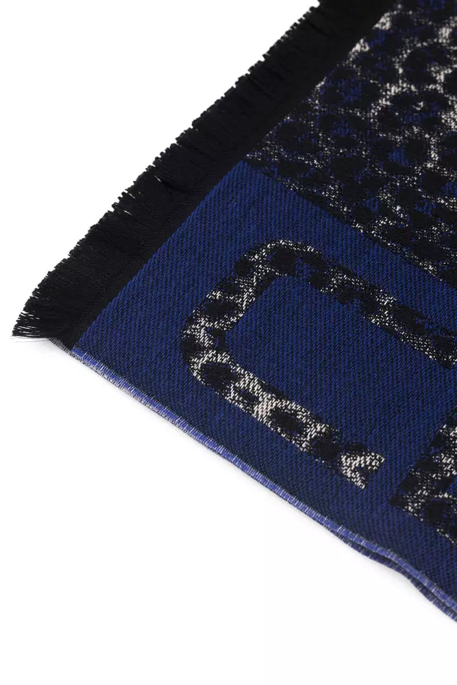 Cavalli Class Blue Wool Men Scarf-Cavalli Class-Urbanheer