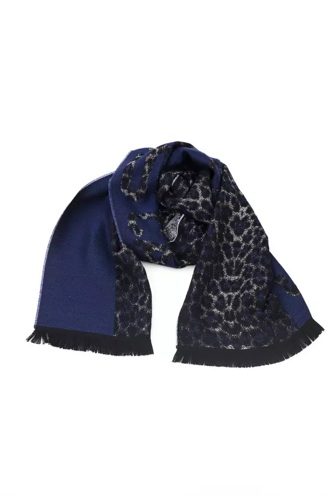 Cavalli Class Blue Wool Men Scarf-Cavalli Class-Urbanheer
