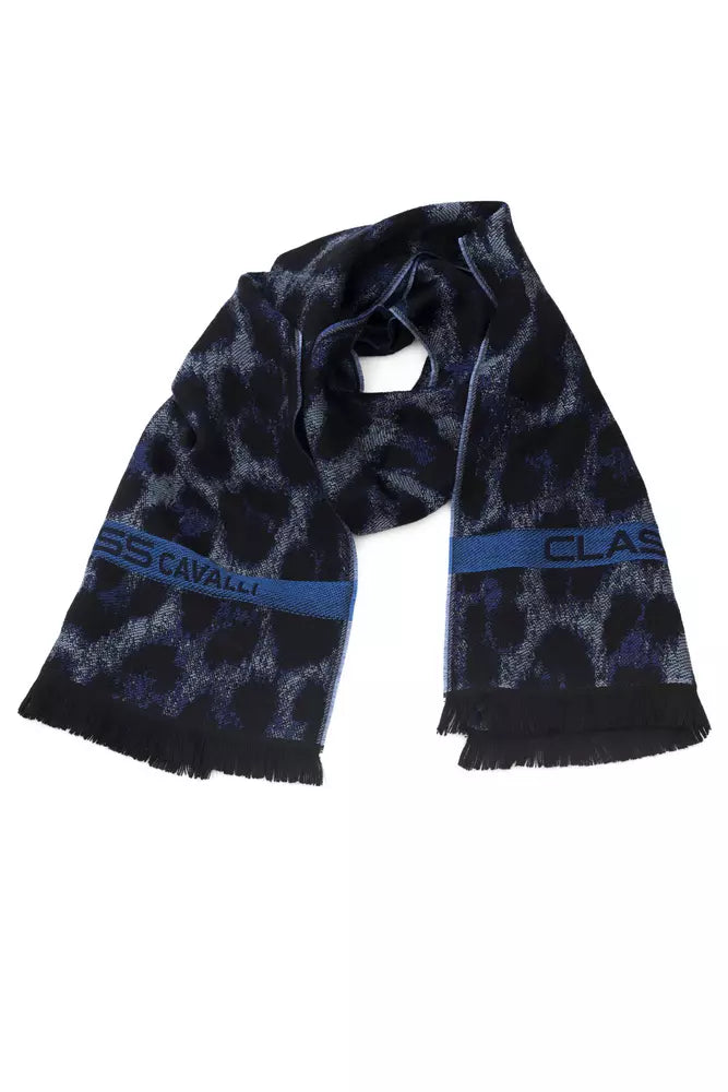 Cavalli Class Blue Wool Men Scarf-Cavalli Class-Urbanheer