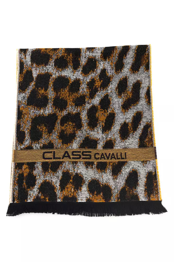 Cavalli Class Brown Wool Men Scarf-Cavalli Class-Urbanheer