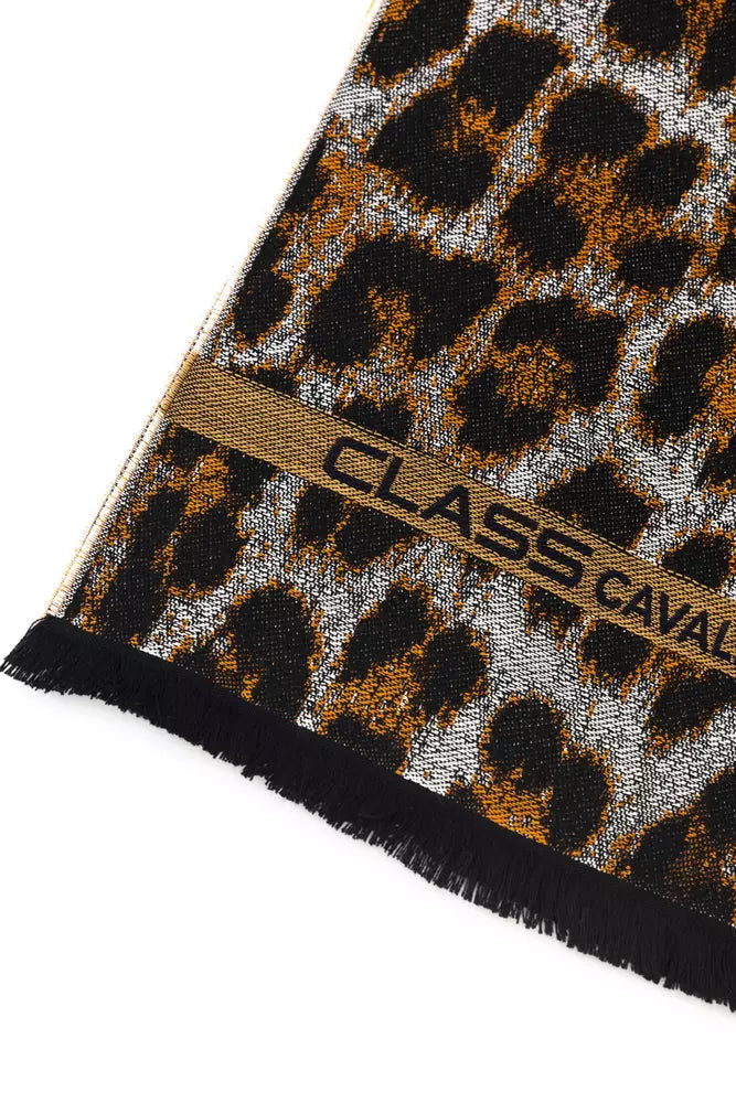 Cavalli Class Brown Wool Men Scarf-Cavalli Class-Urbanheer