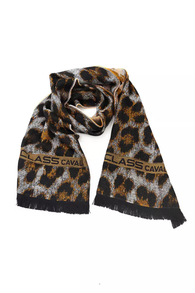 Cavalli Class Brown Wool Men Scarf-Cavalli Class-Urbanheer
