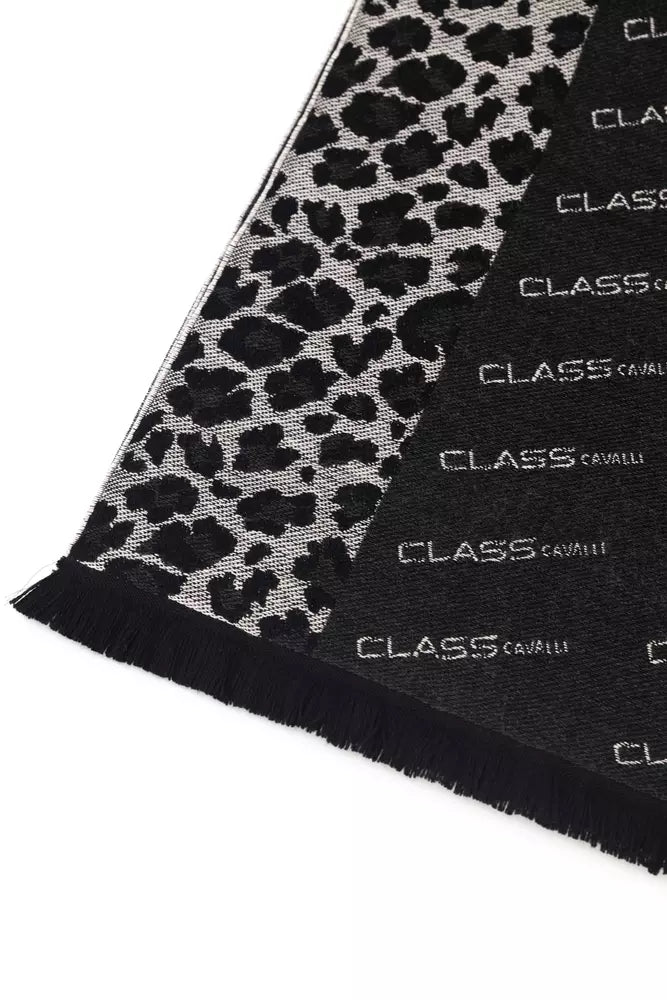Cavalli Class Black Wool Men Scarf-Cavalli Class-Urbanheer