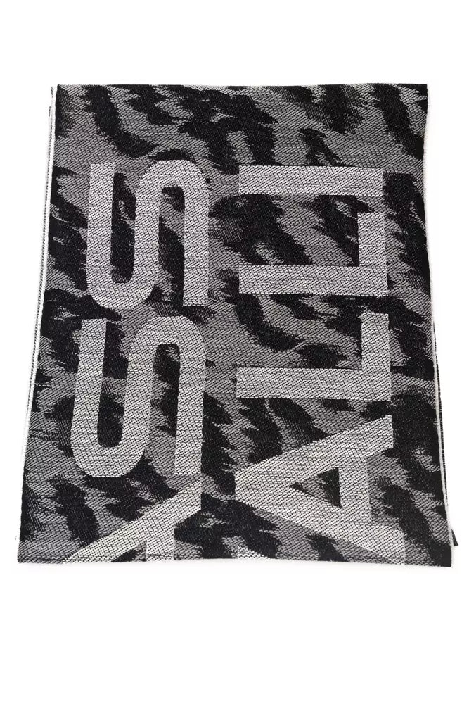 Cavalli Class Gray Wool Men Scarf-Cavalli Class-Urbanheer