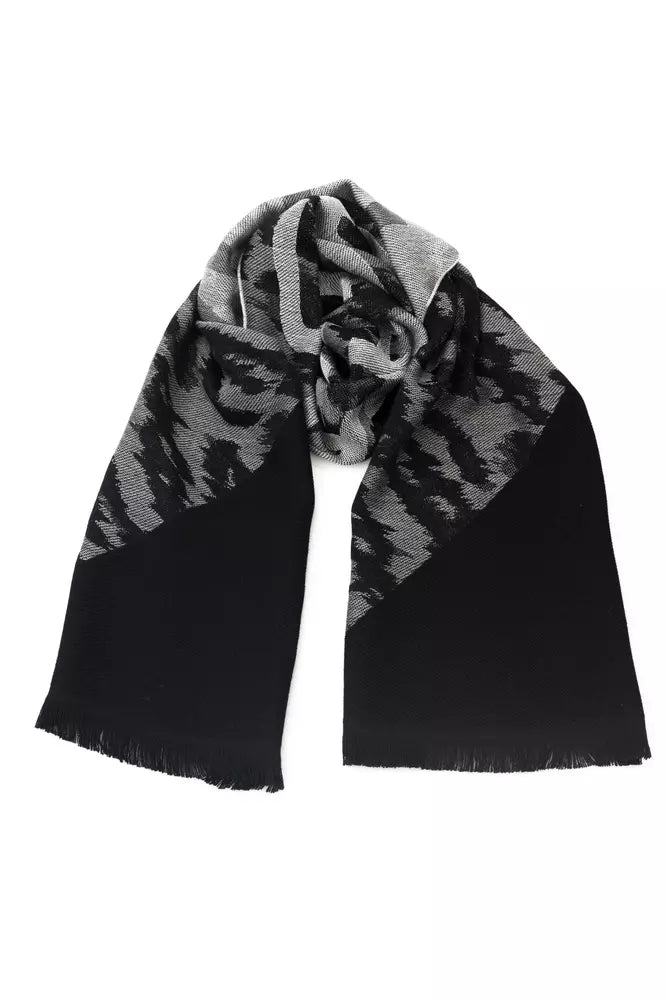 Cavalli Class Gray Wool Men Scarf-Cavalli Class-Urbanheer