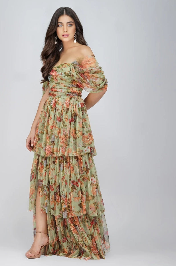 Sydney Maxi Green Floral-Lace & Beads-Urbanheer