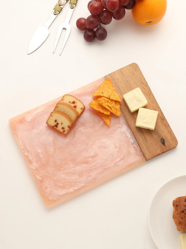 Pink Resin & Wood Cheese Board-Cheese Board-Tiramisu-12 x 8 x 0.6 in (30.5 x 20.3 x 1.5 cm)-Urbanheer