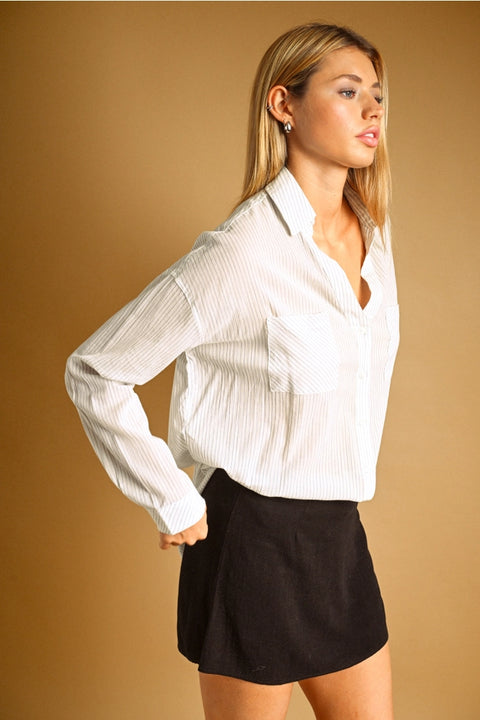 Striped Light Weight Button Down Shirts